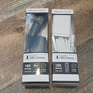 Wireless Gear 10ft USB-C Charging Cable - Black & White